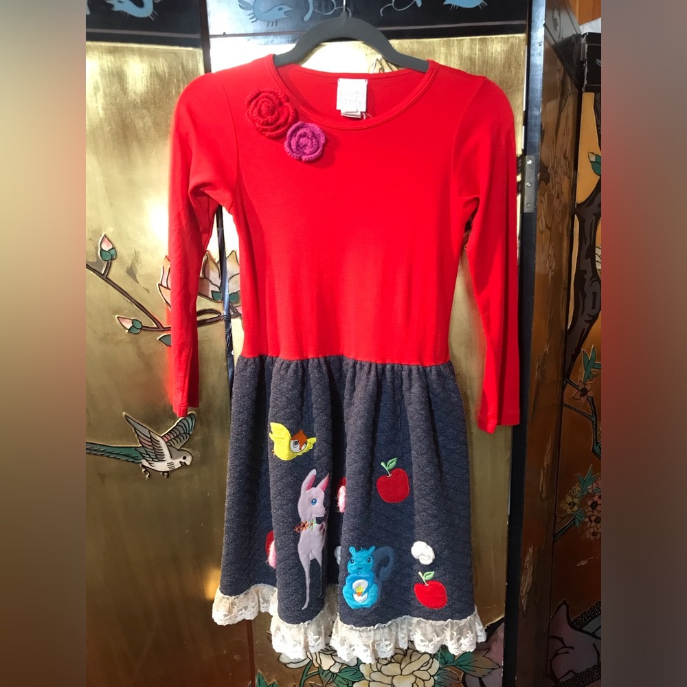 Lemon Loves Lime Dress | kid size 8 years | Red and Blue